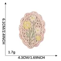 Toppa floreale all'uncinetto rosa con ricamo giallo e bianco, misura 6,1 cm di altezza - Fiore Giallo Bordo Ondulato Rosa (G1R-C-2-9) / Senza retro adesivo