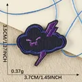 Detailed cartoon angry storm cloud embroidered patch for DIY clothing decoration 3.7cm - Dark Blue Angry Cloud (9)