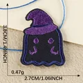 Purple cartoon ghost embroidery patch with wizard hat for DIY clothing decoration - Black Wizard Hat Ghost (10)