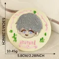 Custom anime style circular embroidered patch badge featuring a cool boy character design - Gray Hair Boy (COOL) / 1 Piece/Pack
