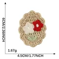 Toppa ricamata smerlata beige con fiori rossi e bianchi per progetti fai da te - Fiore Bicolore Base Gialla (G1R-C-2-6) / Senza retro adesivo