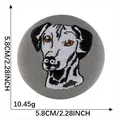 Round grey embroidered patch with realistic dog head design, 5.8cm diameter size - Black White Dog (Style 2) / 1 Piece/Pack