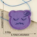 Purple bear cartoon expression embroidery patch for DIY clothing decoration, 3.7x3.4cm. - Purple Quirky Bear (12)