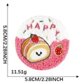 Round chenille embroidered patch featuring a cute strawberry cake design and HAPPY text - Roll Cake (2*Brooch) / 1 Piece/Pack