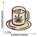 Toppa ricamata per tazza da caffè retrò con motivo a foglia, misure 6,5 x 6,4 cm - 6.5x6.4cm