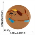 Round embroidered pin badge featuring a cartoon dog design 5.8cm diameter 10.45g - Cartoon Dog Blue Shoes (Style 3) / 1 Piece/Pack