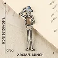 Écusson brodé de squelette punk pour la décoration de vêtements et sacs DIY 2,9x7,4cm - Squelette Debout avec Panneau / Pièce Unique