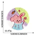 Custom 5.8cm round embroidered cartoon bunny patch with carrot for bags and DIY - Pink Rabbit (4*Brooch) / 1 Piece/Pack