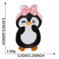Cute cartoon penguin embroidery patch with pink bow, self-adhesive sticker for clothing - Self-Adhesive (5.5x3.2cm)