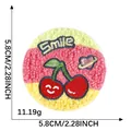 Circular cartoon embroidered cherry badge with Smile text, 5.8cm diameter for DIY crafts - Cherry (5*Brooch) / 1 Piece/Pack