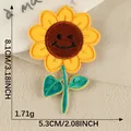 Écusson brodé tournesol avec visage souriant clignant pour customisation de vêtements - Expression de Clin d'Oeil Langue Tournesol (Style 3) / 1 Pièce