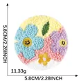 Colorful round floral embroidered patch with smiley face design, 5.8cm diameter - Smiling Floral (6*Brooch) / 1 Piece/Pack
