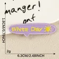 Purple White Day embroidered patch for DIY clothing accessories size 6.3x1.8cm - White Day Style (2026.6.27) / Hot Melt Adhesive