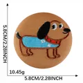 Round embroidered dachshund dog patch badge 5.8cm diameter featuring blue sweater design - Dachshund Blue Sweater (Style 7)