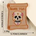 Écusson brodé crâne style punk pour décoration DIY de vêtements et sacs avec les mesures - Demi-Corps de Squelette avec Liste