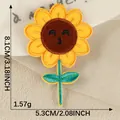 Un joli patch thermocollant tournesol jaune avec smiley, broderie fine, 8,1x5,3 cm - Expression de Baiser Tournesol (Style 5)