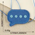 Blue chat bubble embroidered patch for DIY clothing repair, size 3.7x2.9cm variant view. - Four-Dot Blue Speech Bubble (18)