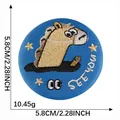 Cute embroidered horse tinplate badge with 5.8cm diameter for clothes and bags decoration - SEE YOU Cartoon Horse (Style 14)