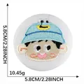 Round embroidered cartoon boy character badge patch 5.8cm size for clothing accessories - L-Logo Boy Blue Hat (Style 17)