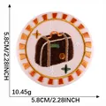Round embroidered patch with brown suitcase design, 5.8cm size and 10.45g weight - Suitcase Star Light (Style 18)
