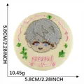 Round anime character embroidered patch badge with cool text and dimension markings - Grey Haired Boy Floral (Style 19)