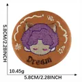 Embroidered 5.8cm anime style brooch with purple hair cat boy and Dream text design - Dream Purple Hair Cat Ears (Style 20)