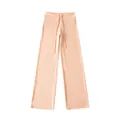 Volledig zicht op de licht abrikooskleurige yoga-broek met verstelbaar trekkoord - S / Bottoms / Lichtoranje