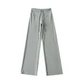Grijze yoga-broek met hoge taille en wijde pijpen voorzien van een handig trekkoord. - S / Onderstuk (RY2615) / Lichtgrijs