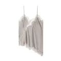 Elegante zilvergrijze satijnen camisole met fijn wimperkant en dunne bandjes - XS / Tops / Zilverijs