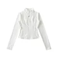 Giacca da yoga bianca slim fit a maniche lunghe con tasche con zip e fori per i pollici - Taglia S / Top / Bianco