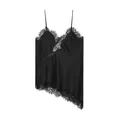 Elegante zwarte satijnen camisole met fijn kant en spaghettibandjes - XS / Tops / Zwart