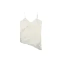 Elegante witte satijnen camisole met kanten rand en asymmetrische zoom voor dames - XS / Tops / Beige
