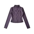 Giacca da yoga viola slim fit con zip integrale e fori per il pollice sportiva. - Viola