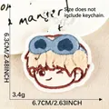 Plüsch-bestickter Anime-Charakter-Schlüsselanhänger, 6,7x6,3 cm, Rucksack-Accessoire - Blaues Herz Brille Stil