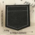 Black denim style embroidered fake pocket patch with iron-on back for DIY clothing - Option 1 / 9.7cmx8.7cm