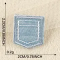 Light blue denim pocket embroidery patch, size 2x2.2cm and weight 0.2g for sewing - Size 1 (2.2x2.0cm)