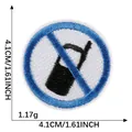 Round embroidered iron-on patch with blue no mobile phone sign - No Phone Sign / Hot Melt Adhesive Single Piece
