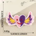 Pink and purple winged heart embroidered patch with a smile design, 5.4cm wide size - Winged Heart Style (2026.4.21) / 1 Piece/Pack (3.1x5.4cm)