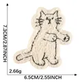 Cute beige cat chenille embroidered patch showing dimensions for DIY phone cases - Style 2 / 1 Piece