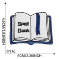 Embroidered Spell Book book patch for clothing accessories, 6x4.6cm size dimensions - Blue Border Book (Spell Book) / Hot Melt Adhesive Backing