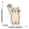 Adorable cream beige chenille cat embroidery patch for DIY phone case decor, 7.4x4.9 cm - Style 3 / 1 Piece