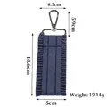 Blue pleated ruffled ribbon keychain strap charm with dimensions for bags and luggage - Dark Blue