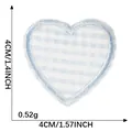 Toppa ricamata termoadesiva a forma di cuore a strisce azzurre, misura 4x4cm e peso 0,52g - Gingham Righe Blu Bianco / Adesivo a Caldo