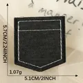 Black denim pocket embroidery patch for DIY clothing, iron-on sticker, 5.7x5.1cm - Size 3 / 5.1cmx5.7cm