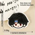 Plüsch bestickter Anime Charakter Schlüsselanhänger für Schultaschen mit niedlichem 2D Design - Schwarze Haare Stil