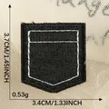 Black embroidered shield pocket patch for DIY clothing accessory measuring 3.4x3.7cm - 3.4cmx3.7cm