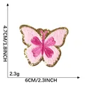 Lindo parche bordado de mariposa rosa tipo toalla con borde de purpurina, 6x4,7cm - Mariposa Rosa (C5R-A-2-9) / 1 Pieza