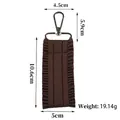 Minimalist brown ruffled fabric strap keychain with dimensions and 19.14g weight - Dark Brown