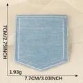 Light blue denim fake pocket patch for clothing accessories, size 7.7x7cm, 1.93g - Size 4 (7.7x7.0cm)