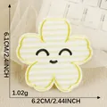 Cute yellow checkered flower embroidered smiley patch for DIY clothing decoration - Bright Yellow Gingham Flower (Style 5) / With Hot Melt Adhesive